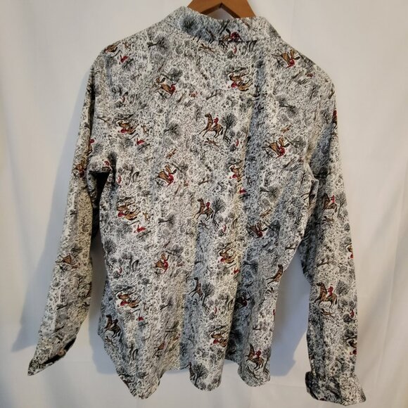 Women's Talbots 14p Petite Fox Hunting Blouse Long Sleeve Shirt Button Down - Picture 4 of 4